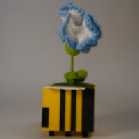 Handmade Crochet Flower in Bee Flower Pot