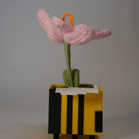 Handmade Crochet Flower in Bee Flower Pot