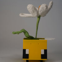 Handmade Crochet Flower in Bee Flower Pot