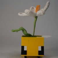 Handmade Crochet Flower in Bee Flower Pot
