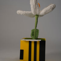 Handmade Crochet Flower in Bee Flower Pot