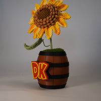 Handmade Crochet Sunflower in DK Barrel Pot