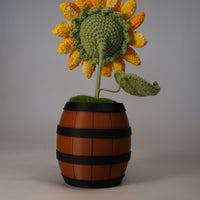 Handmade Crochet Sunflower in DK Barrel Pot