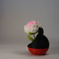 Handmade Crochet Rose in Mouse-Inspired Flower Pot