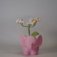 Handmade Crochet Daisy Bouquet in Elephant Flower Pot