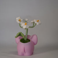 Handmade Crochet Daisy Bouquet in Elephant Flower Pot