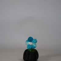 Handmade Crochet Flower in Black Cat Flower Pot