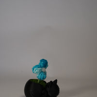 Handmade Crochet Flower in Black Cat Flower Pot