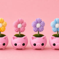 Pink Pig Crochet Flower Pot - colores disponibles